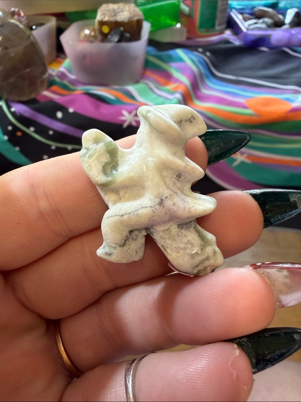 Fluorite stone witch mini figurine